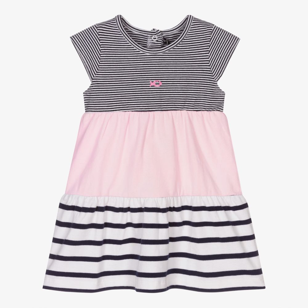Week-end à la mer - Girls Pink & Blue Stripe Dress | Childrensalon