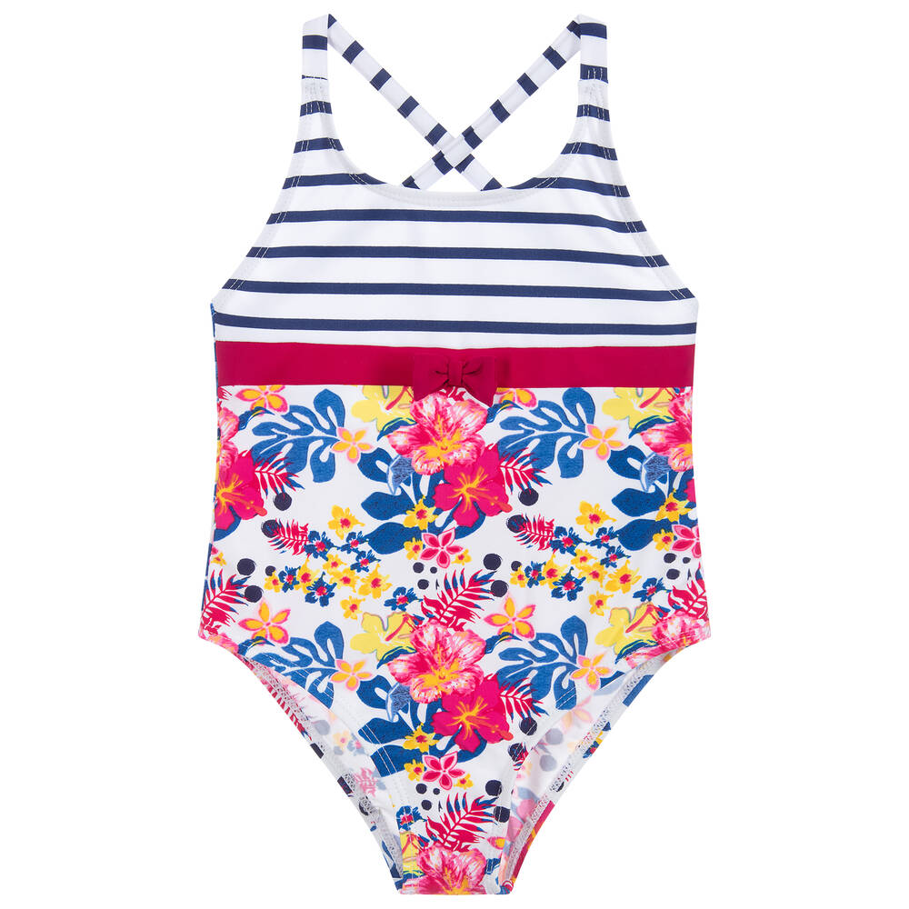 Week-end à la mer - Girls Pink & Blue Swimsuit | Childrensalon