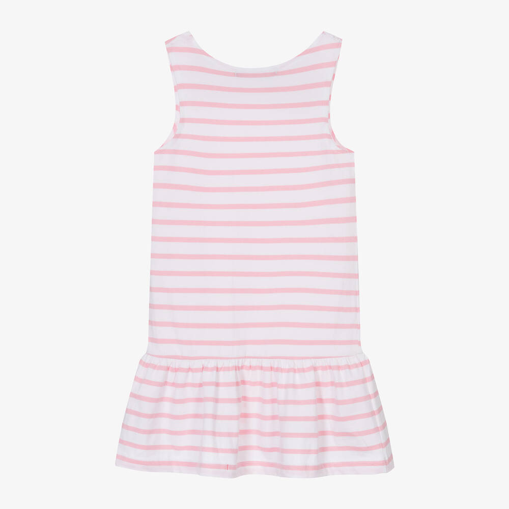 Week-end à la mer-Girls Pink Breton Stripe Cotton Dress | Childrensalon Outlet