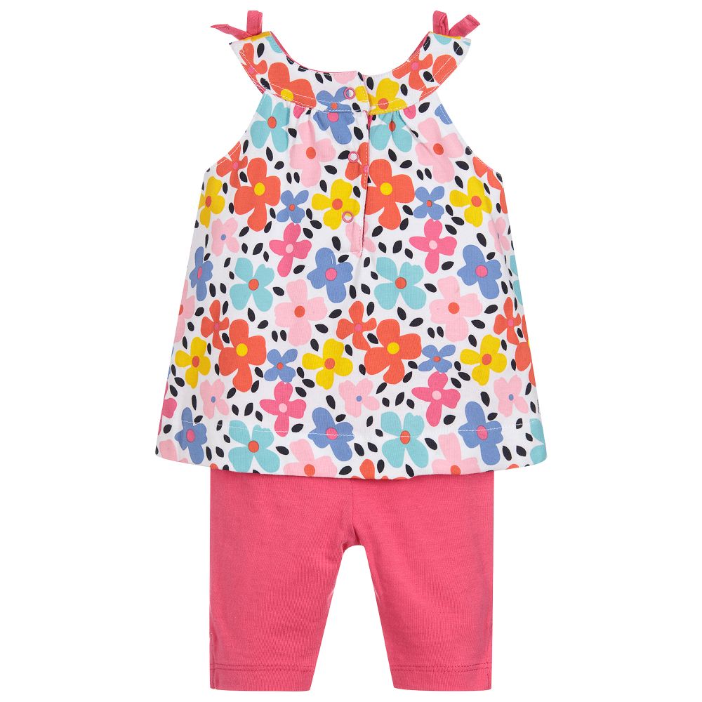 Week-end à la mer-Girls Pink Cotton Leggings Set | Childrensalon Outlet