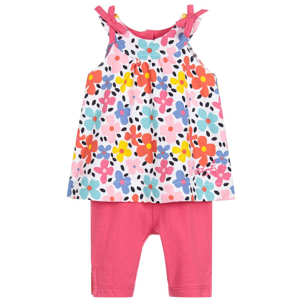 Week-end à la mer - Girls Pink Cotton Leggings Set | Childrensalon