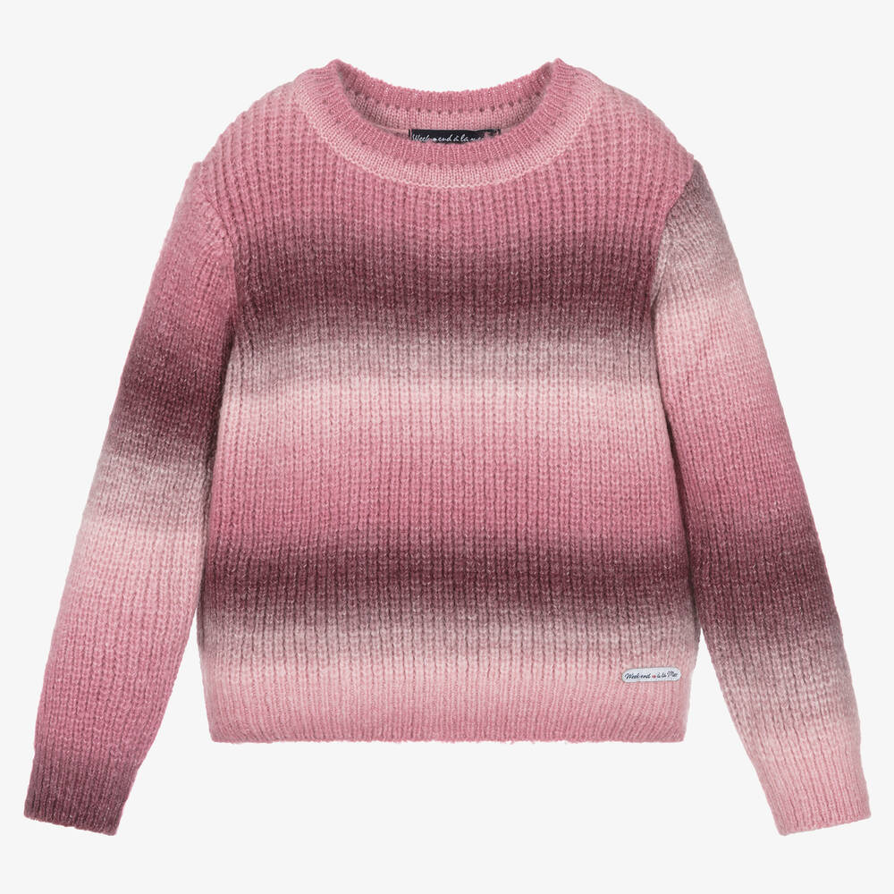 Week-end à la mer - Girls Pink Cotton Ombré Sweater | Childrensalon