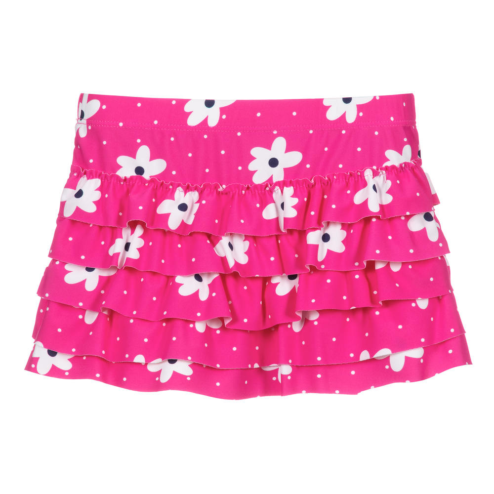 Week-end à la mer - Girls Pink Floral Swim Shorts | Childrensalon