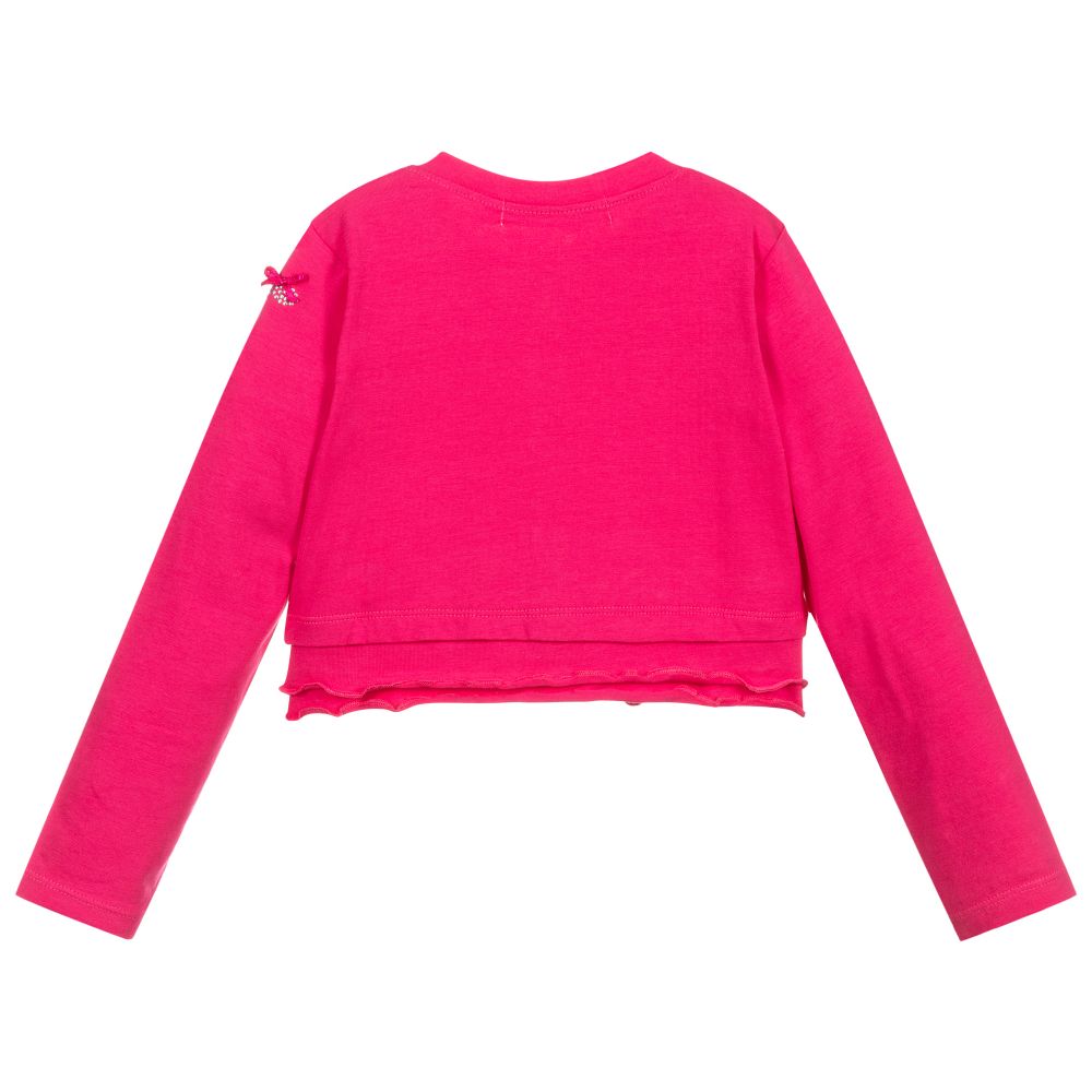 Week-end à la mer - Girls Pink Jersey Cardigan | Childrensalon