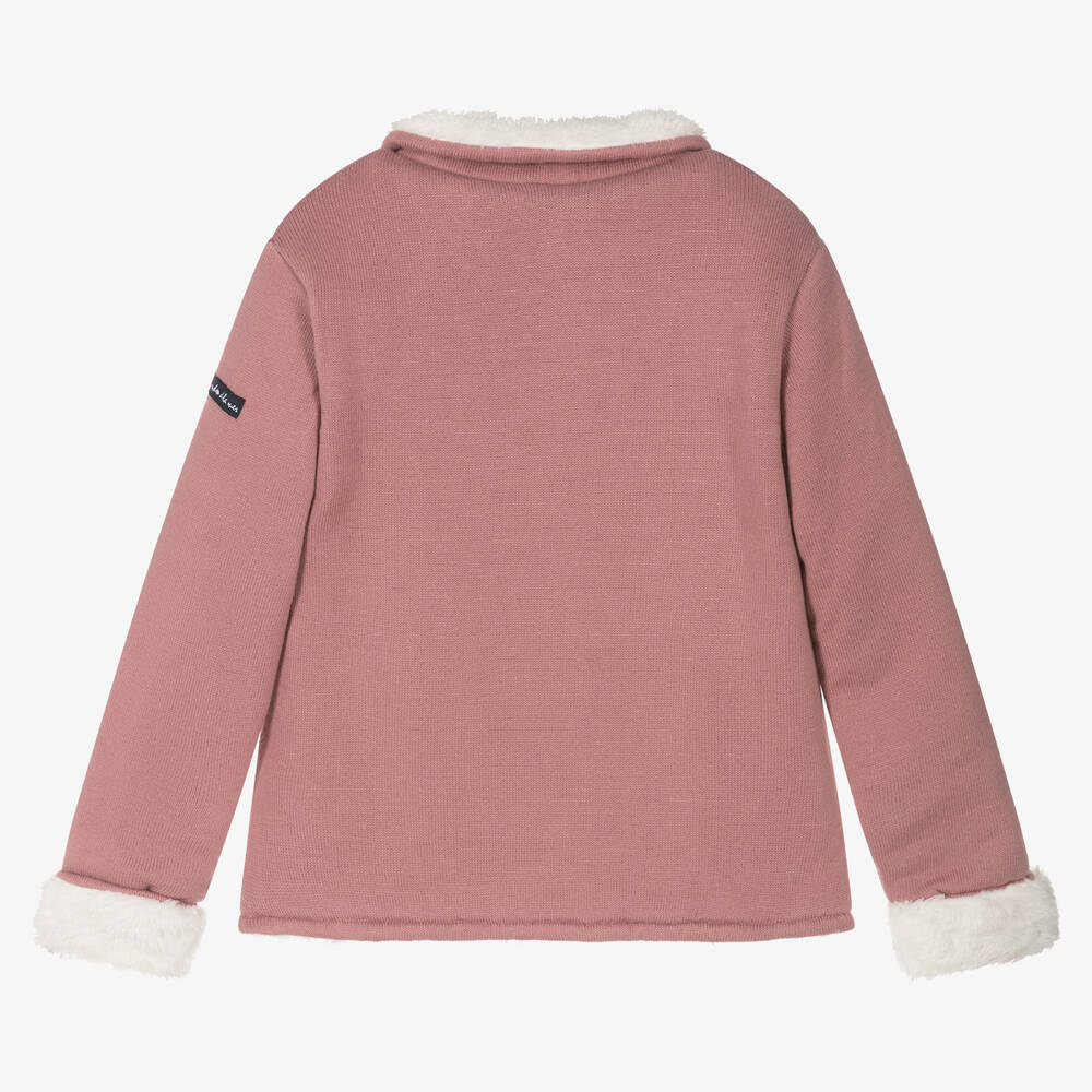 Week-end à la mer-Розовая трикотажная куртка из хлопка для девочек | Childrensalon Outlet