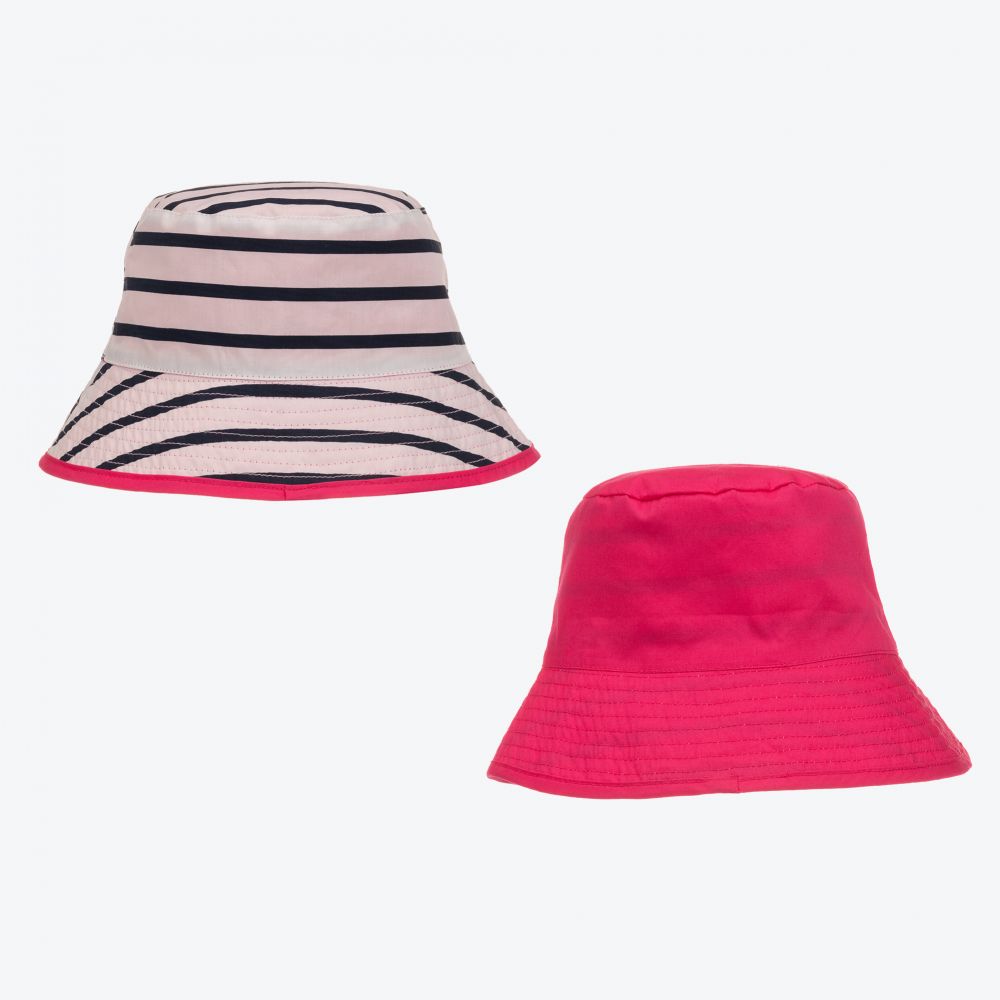 Week-end à la mer-Girls Pink Reversible Sun Hat  | Childrensalon Outlet