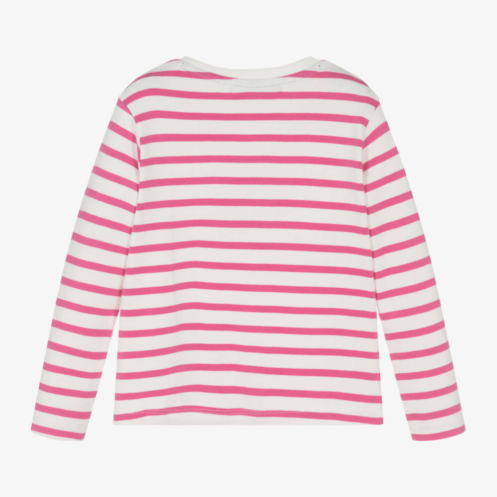 Week-end à la mer-Girls Pink Striped Cotton Top | Childrensalon Outlet