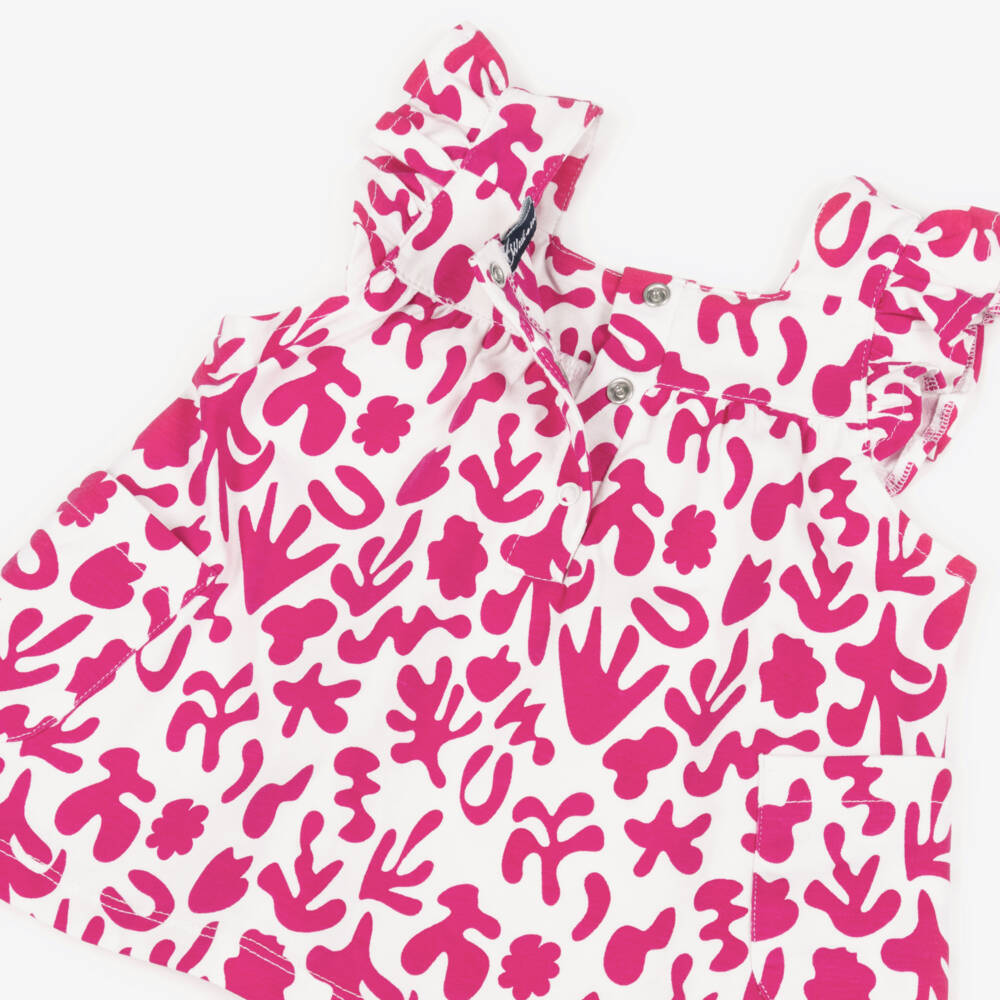 Week-end à la mer-Girls Pink & White Coral Cotton Leggings Set | Childrensalon Outlet