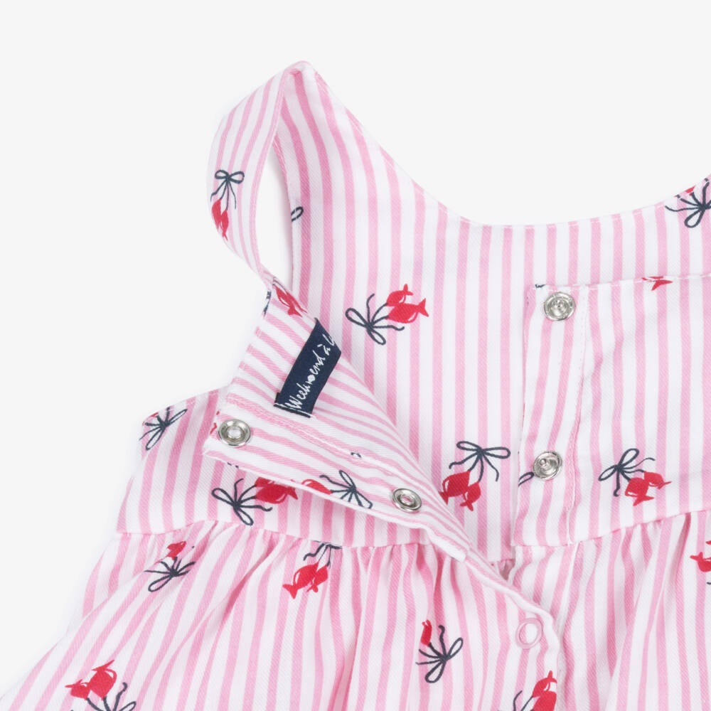Week-end à la mer-Girls Pink & White Stripe Dress with Bow Print | Childrensalon Outlet