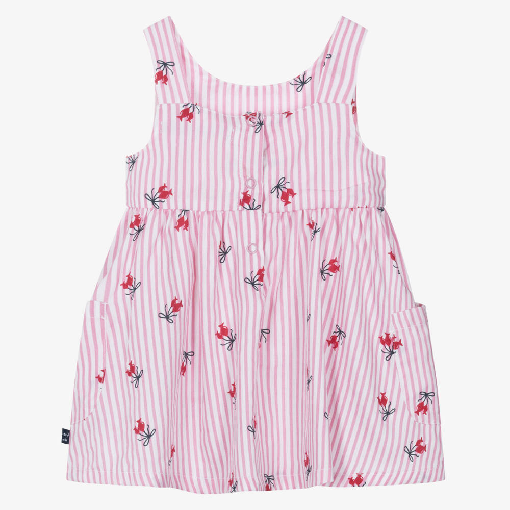Week-end à la mer-Girls Pink & White Stripe Dress with Bow Print | Childrensalon Outlet