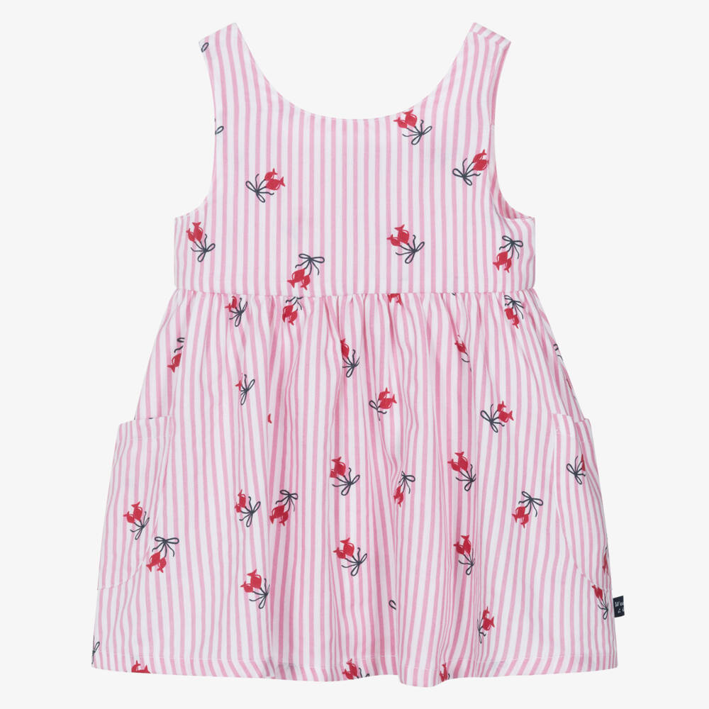 Week-end à la mer-Girls Pink & White Stripe Dress with Bow Print | Childrensalon Outlet