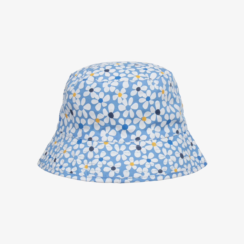 Week-end à la mer-Girls Reversible Blue Blossom Sunshade Hat | Childrensalon Outlet