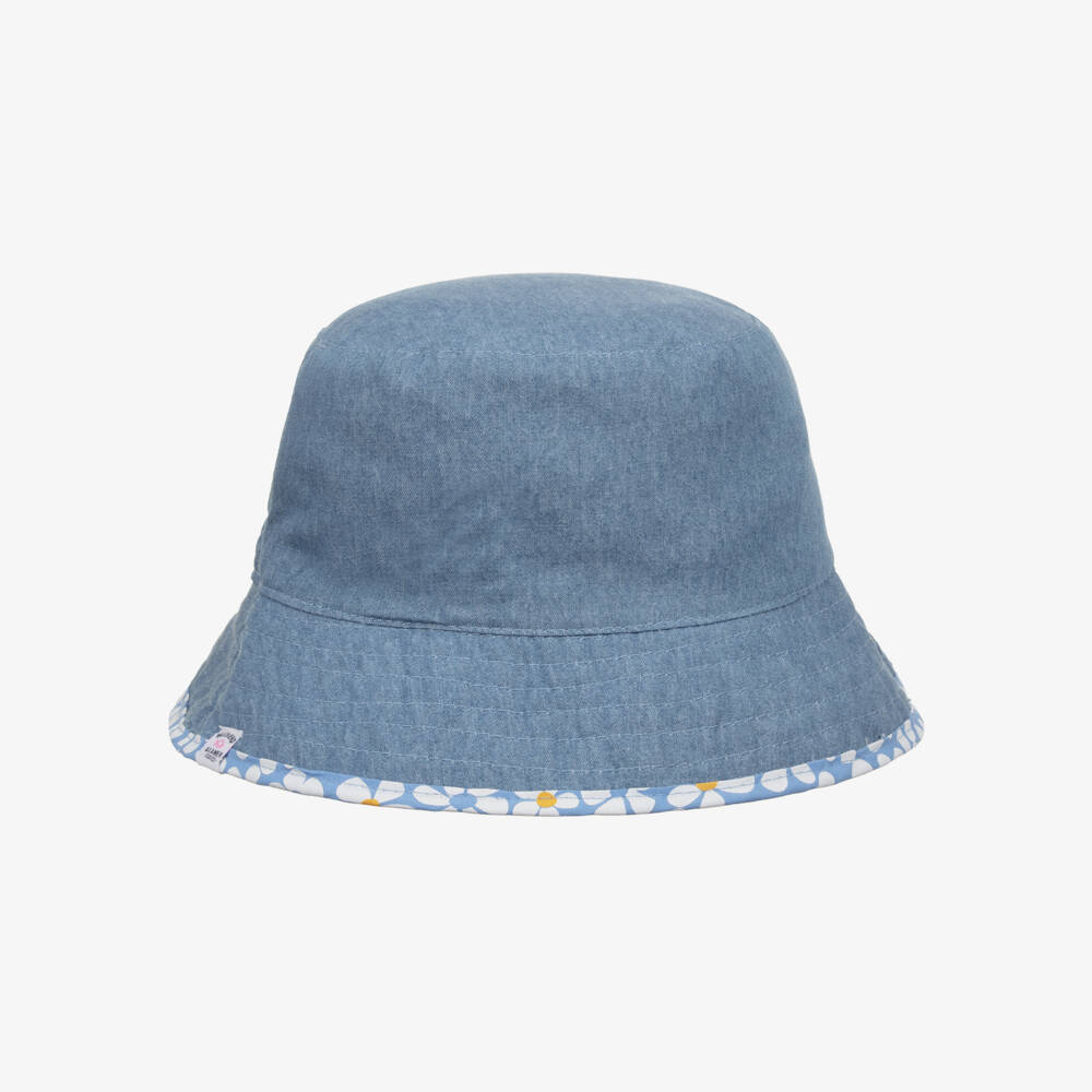 Week-end à la mer-Girls Reversible Blue Blossom Sunshade Hat | Childrensalon Outlet