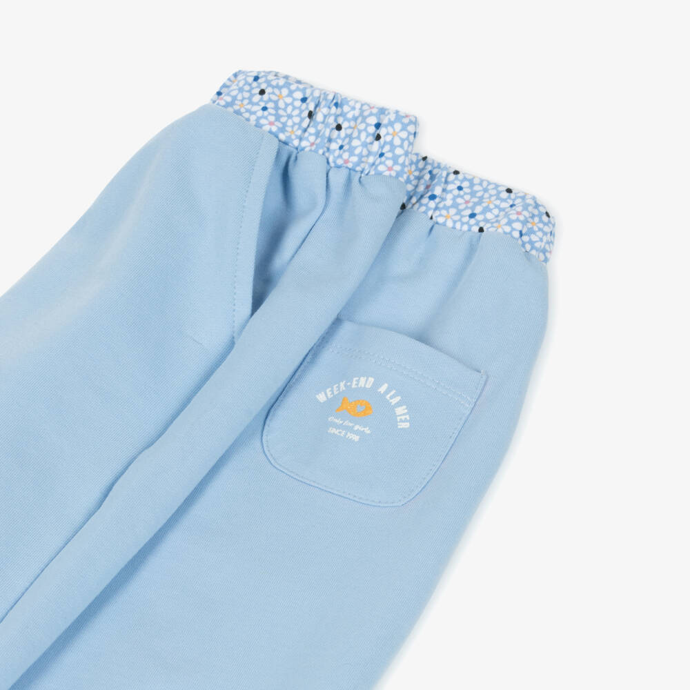 Week-end à la mer-Мягкие голубые хлопковые брюки для девочек | Childrensalon Outlet