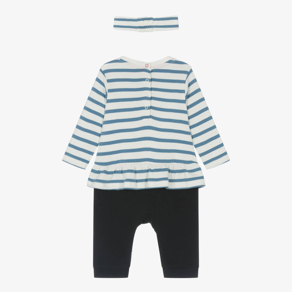 Week-end à la mer-Girls Striped Cotton Babygrow Set | Childrensalon Outlet