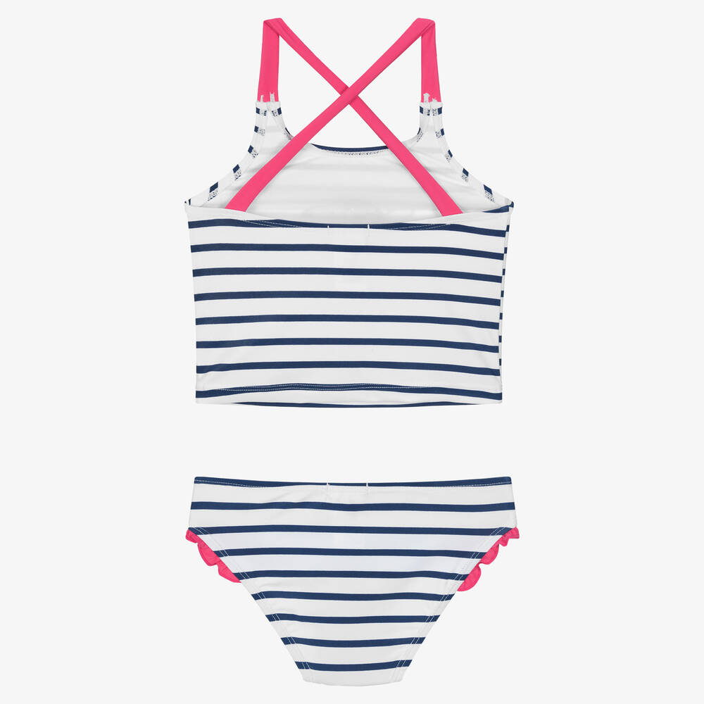 Week-end à la mer-Girls White Breton Striped Tankini | Childrensalon Outlet