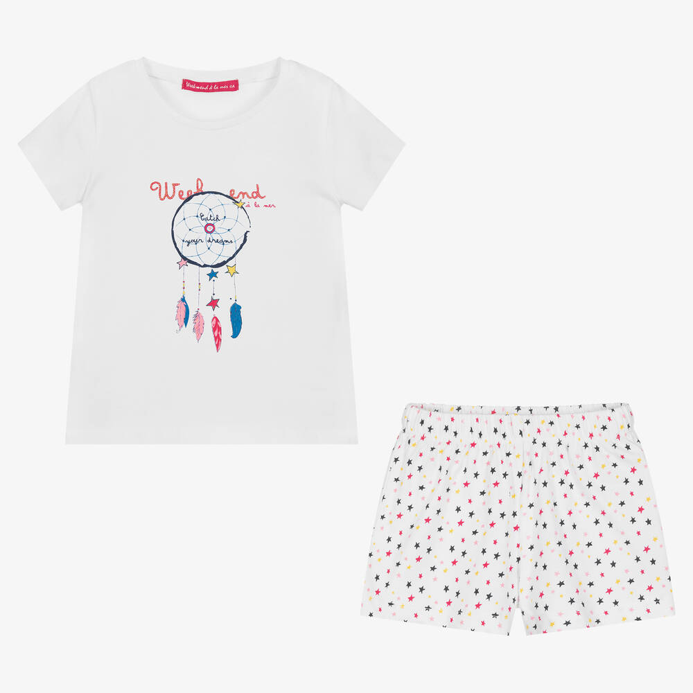 Week-end à la mer-Girls White Cotton Dream Catcher Pyjamas | Childrensalon Outlet