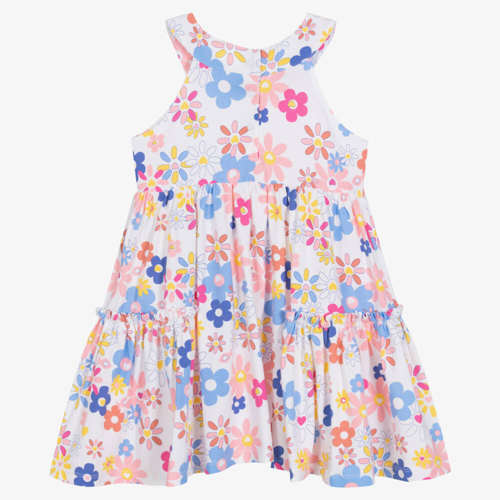 Week-end à la mer-Girls White Cotton Floral Dress | Childrensalon Outlet
