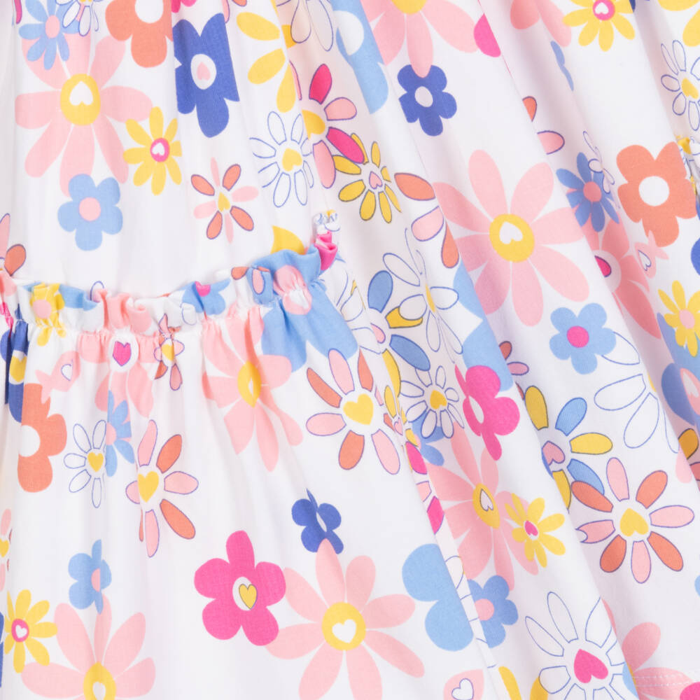Week-end à la mer-Girls White Cotton Floral Dress | Childrensalon Outlet