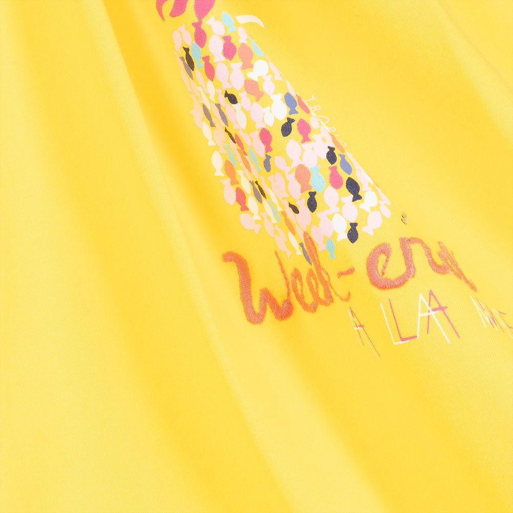 Week-end à la mer-Girls Yellow Cotton T-Shirt | Childrensalon Outlet