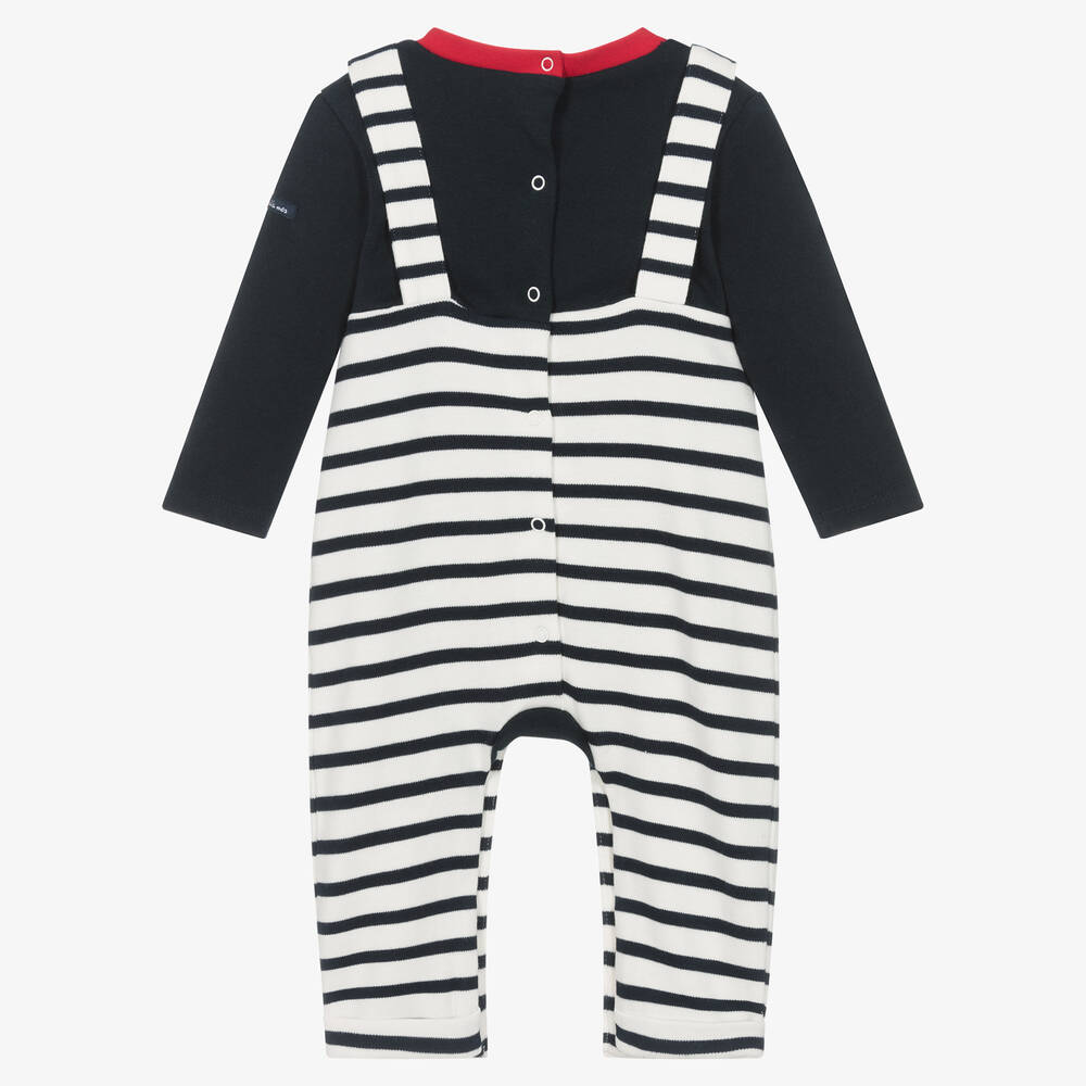 Black and white striped baby romper best sale