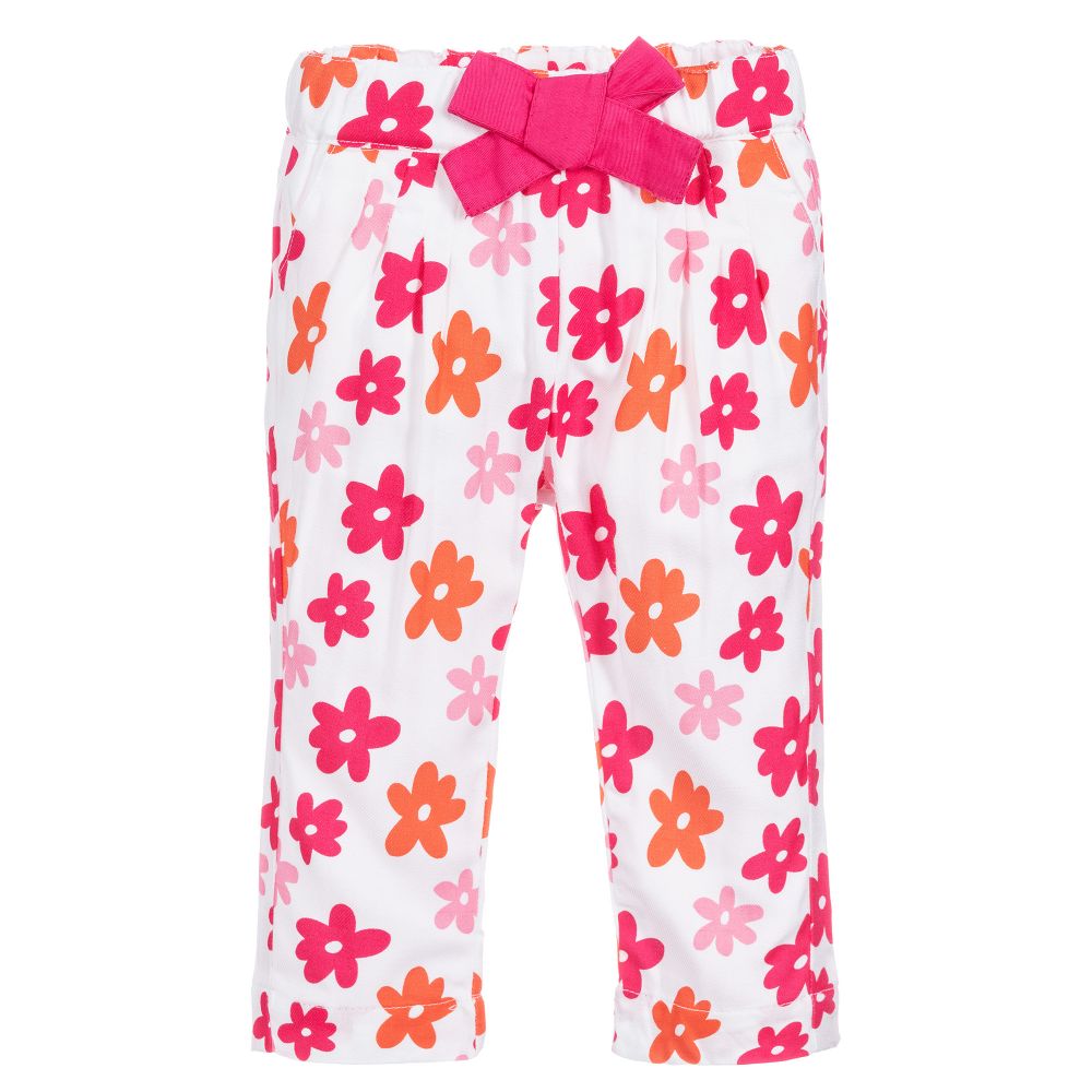 Week-end à la mer - Ivory & Pink Floral Trousers | Childrensalon
