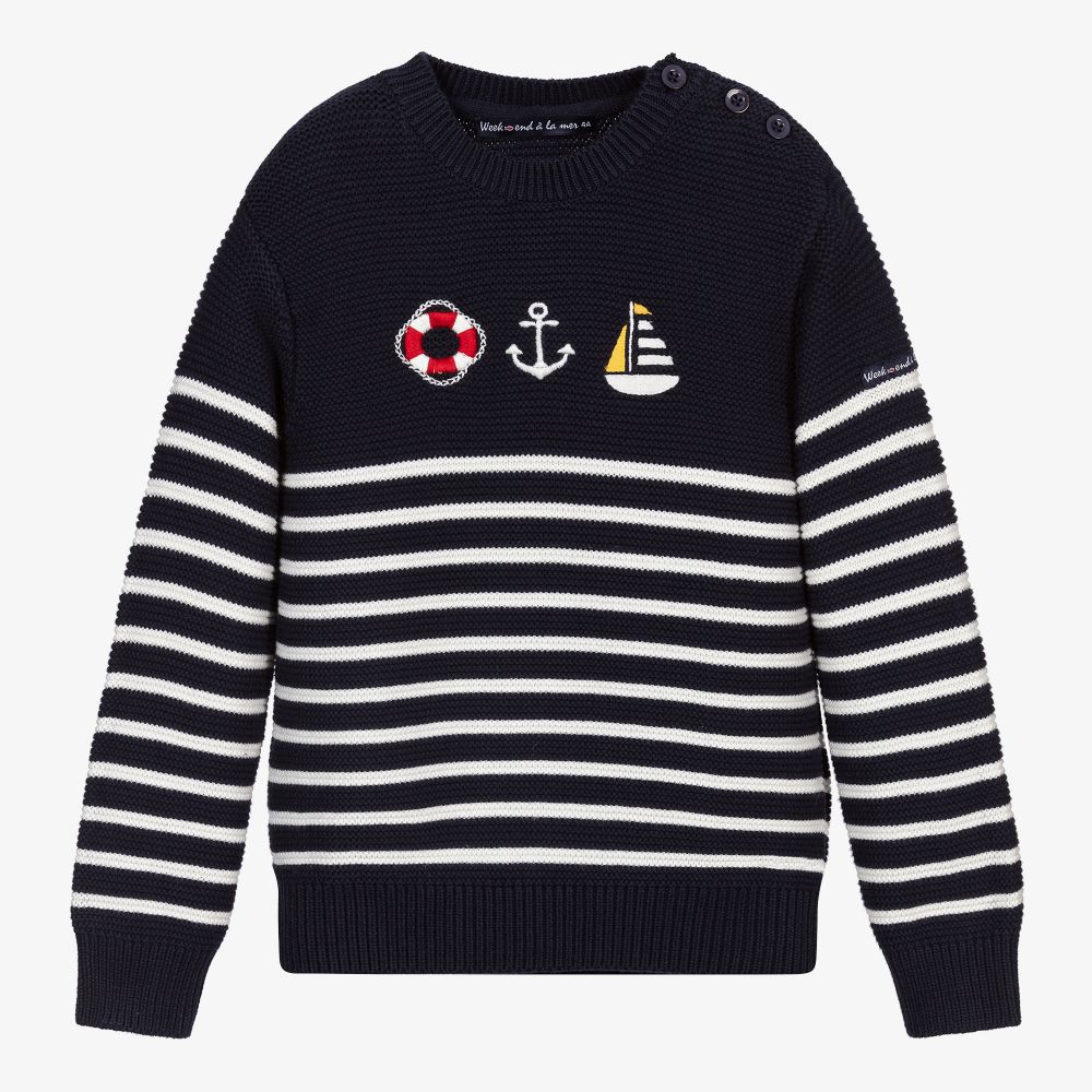 Week-end à la mer - Navy Blue Breton Sweater | Childrensalon
