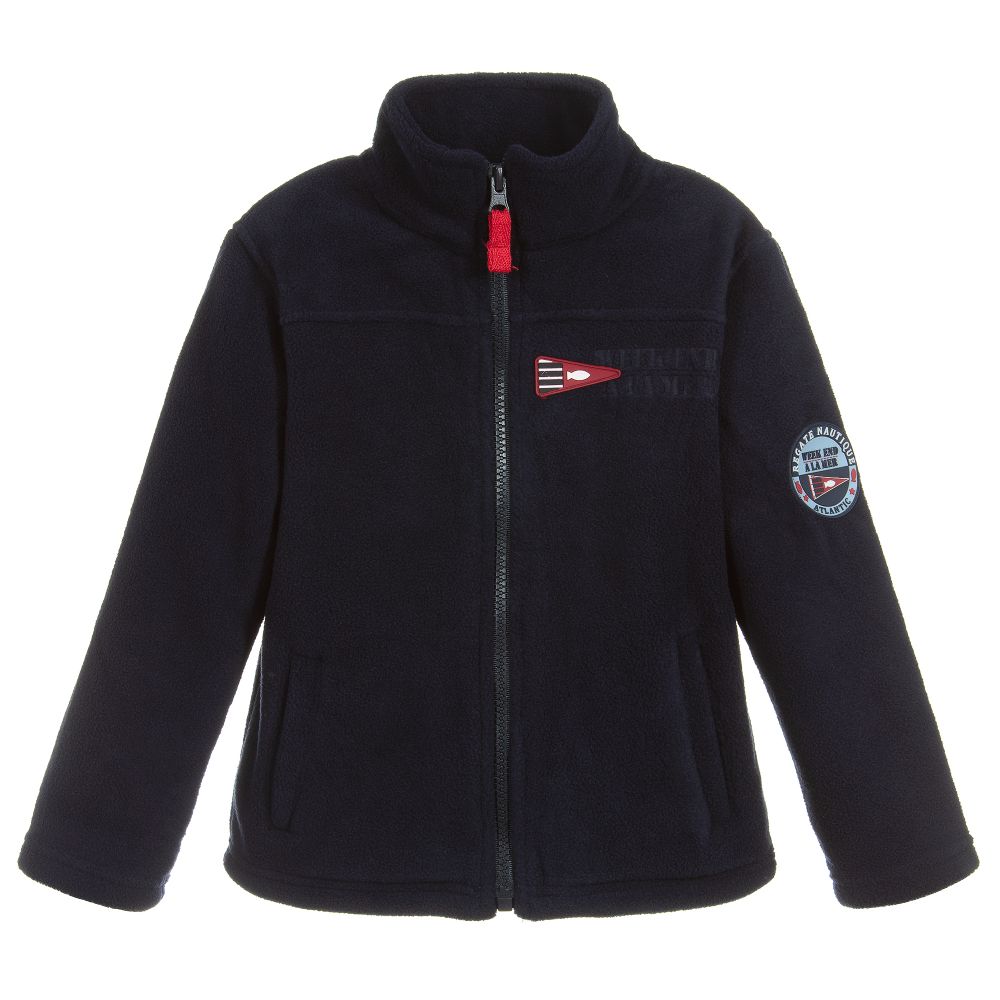 Week-end à la mer - Navy Blue Fleece Zip-Up Top | Childrensalon