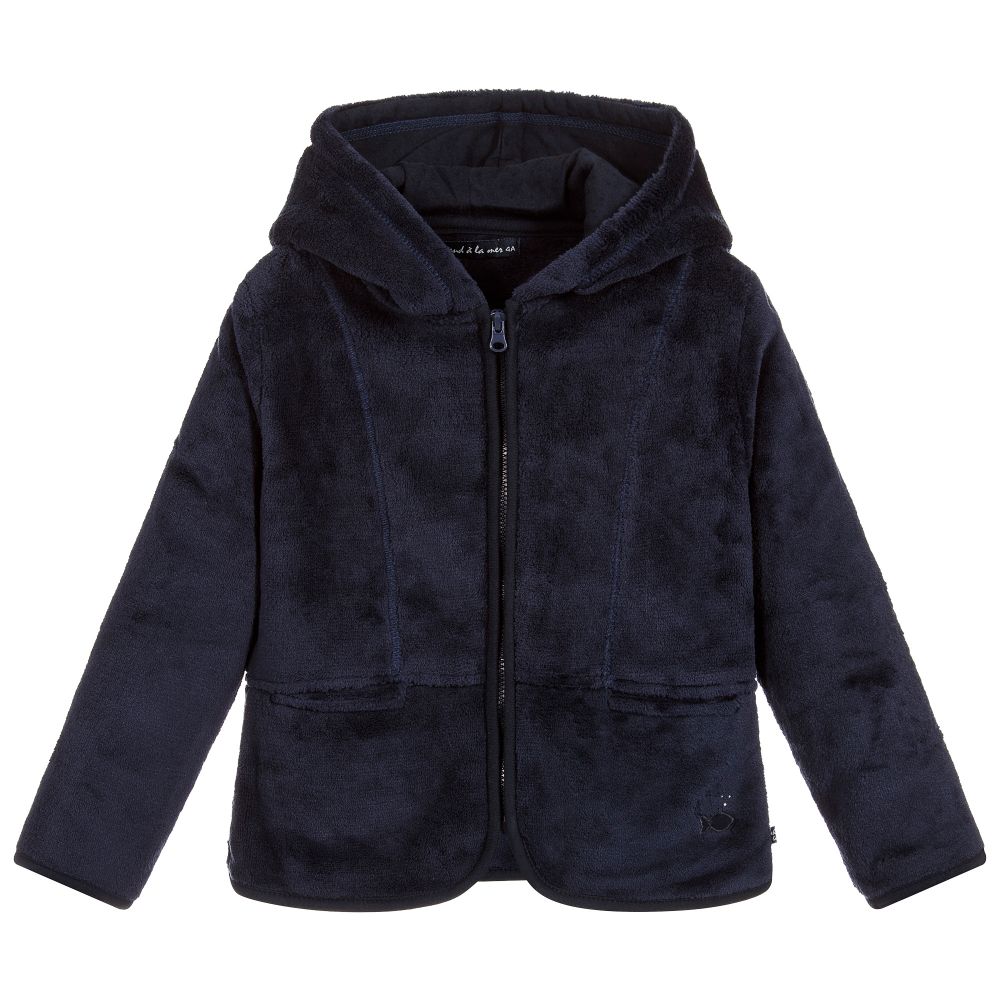 Week-end à la mer - Navy Blue Fleece Zip-Up Top | Childrensalon