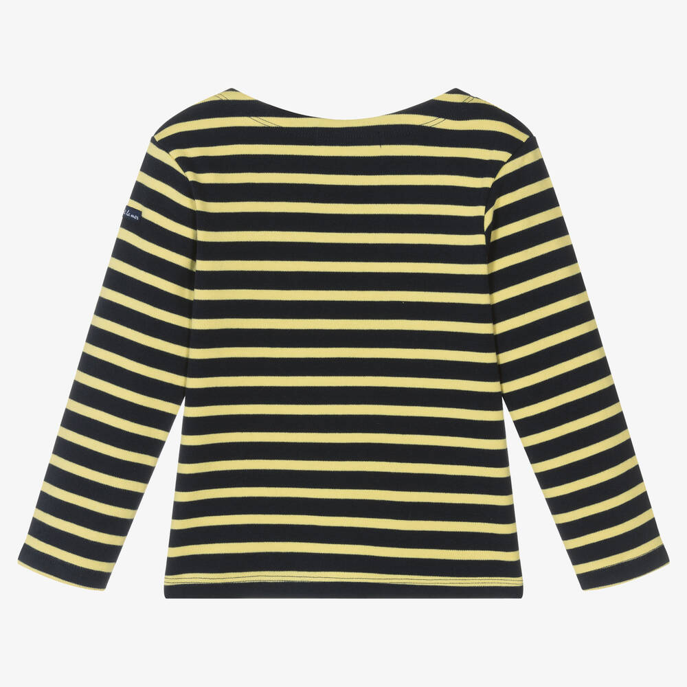 Navy blue and yellow striped shirt sale
