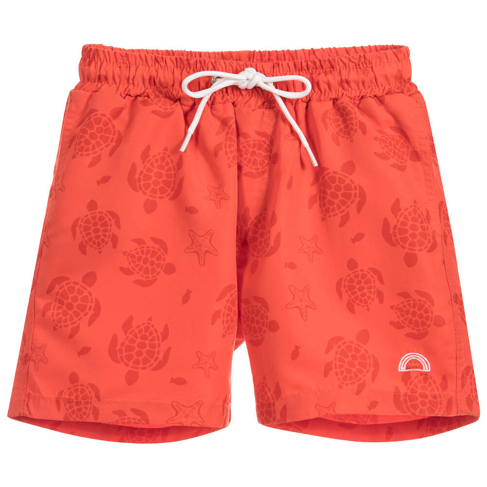 Week-end à la mer - Orange Turtle Swim Shorts | Childrensalon