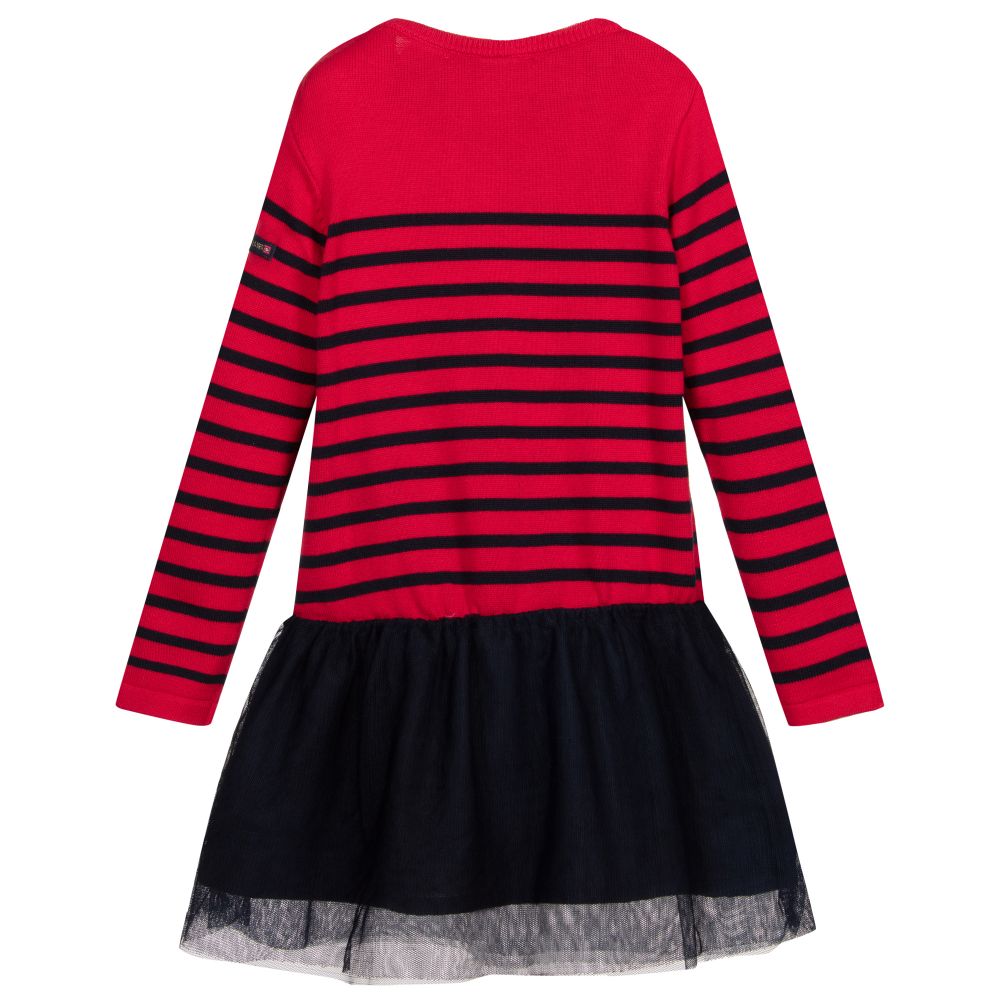 Week-end à la mer-فستان قطن وتول لون زهري وكحلي | Childrensalon Outlet