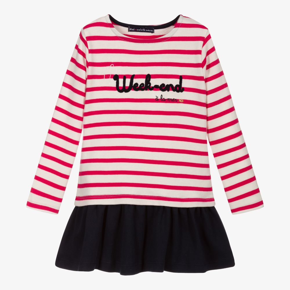 Week-end à la mer - Pink Breton Stripe Dress | Childrensalon