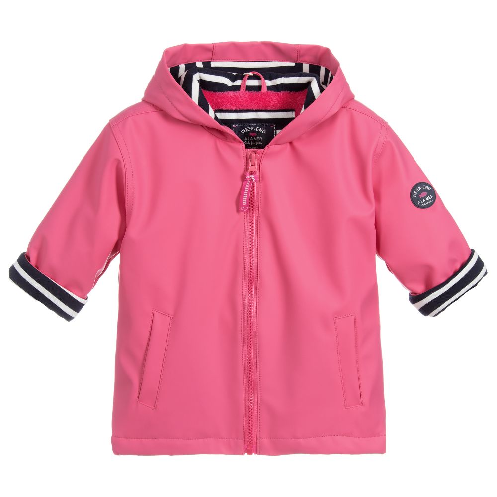 Week-end à la mer-Pink Hooded Raincoat | Childrensalon Outlet