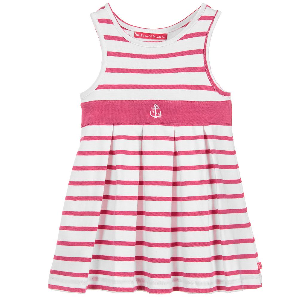 Week-end à la mer - Pink Nautical Cotton Dress | Childrensalon