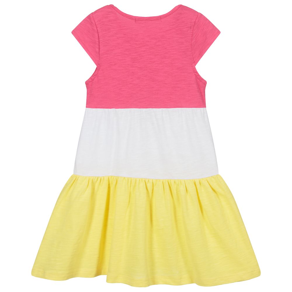 Week-end à la mer-فستان قطن لون زهري، أبيض و أصفر | Childrensalon Outlet