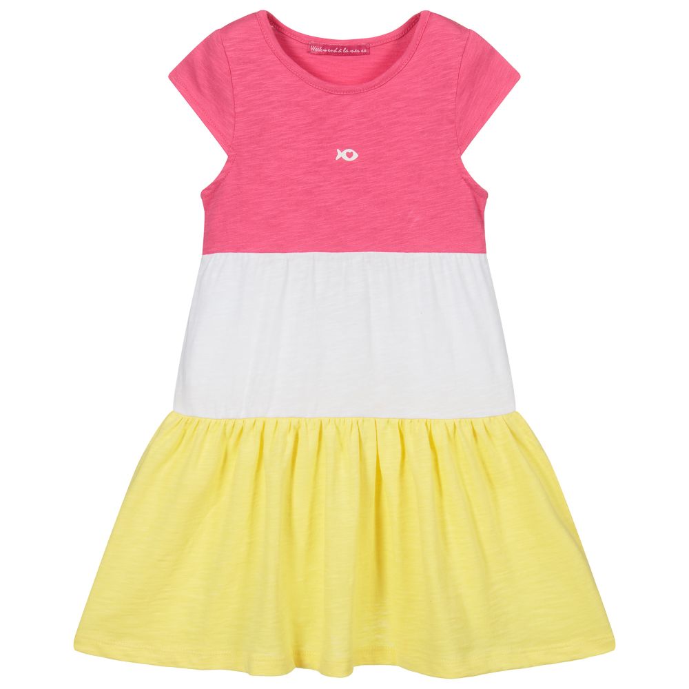 Week-end à la mer - Розово-желтое хлопковое платье | Childrensalon