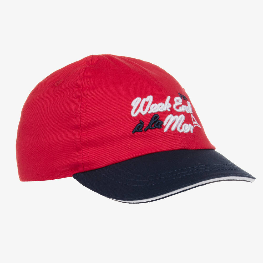 Week-end à la mer - Red & Blue Cotton Logo Cap | Childrensalon