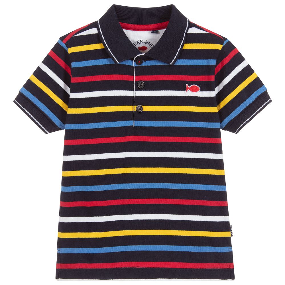 Week-end à la mer - Striped Cotton Jersey Polo | Childrensalon