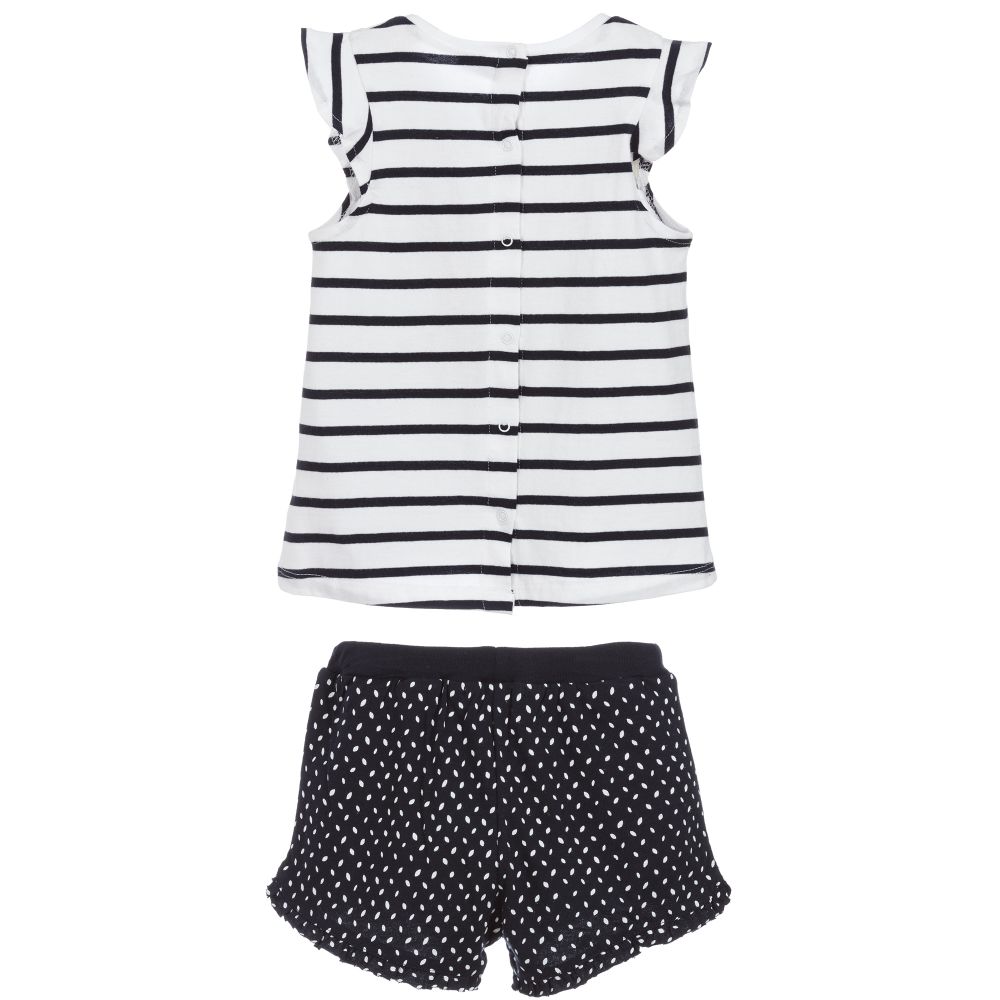 Week-end à la mer-Striped Top & Blue Shorts Set | Childrensalon Outlet