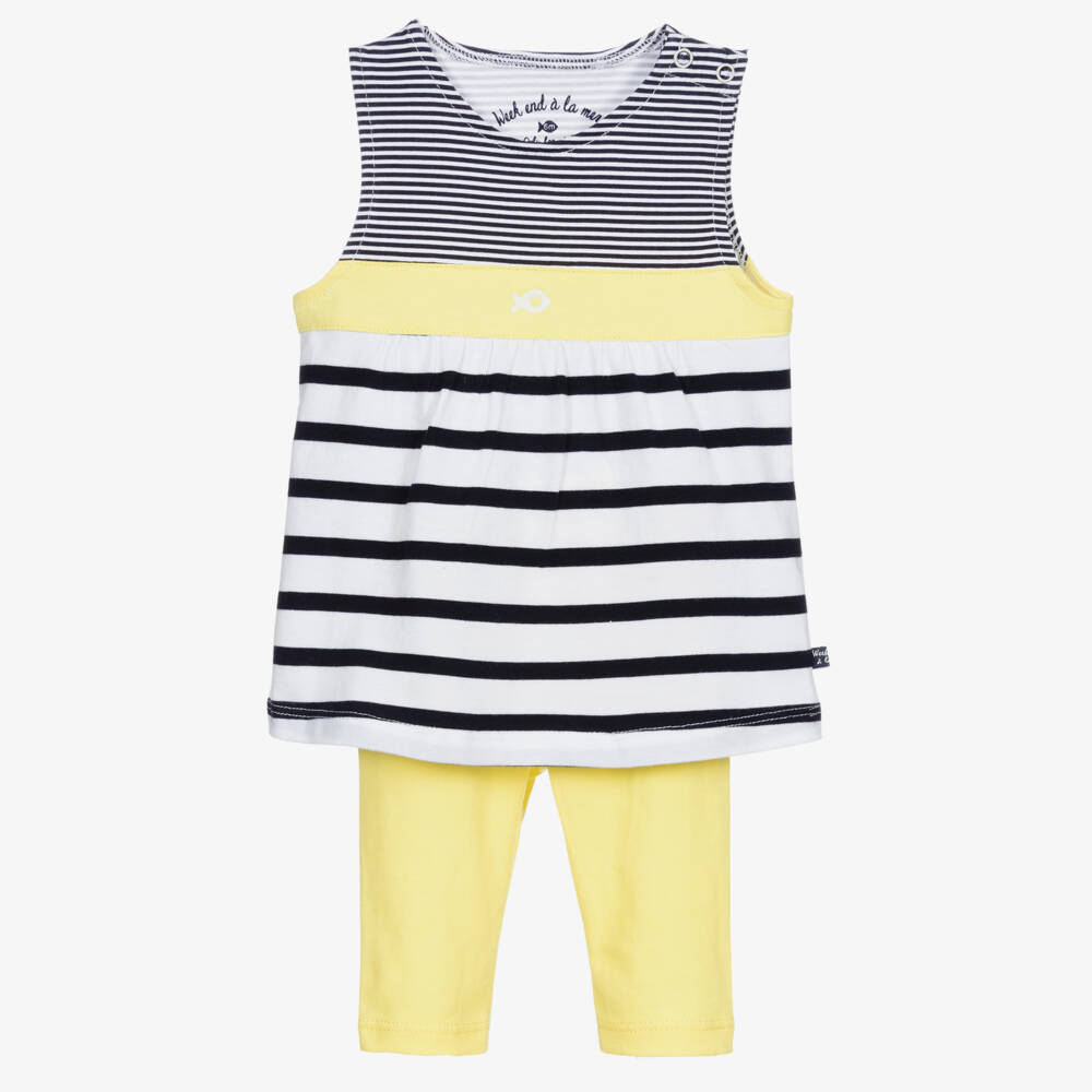 Week-end à la mer-Белый топ с желтыми легинсами | Childrensalon Outlet