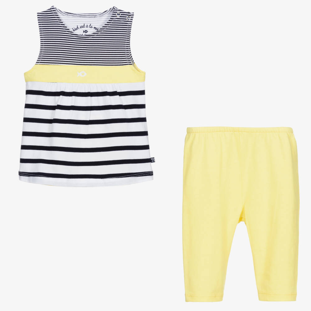 Week-end à la mer-Белый топ с желтыми легинсами | Childrensalon Outlet