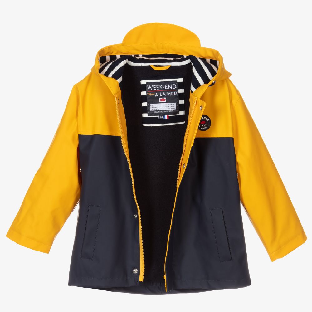 Week end a la mer Yellow Blue Hooded Raincoat