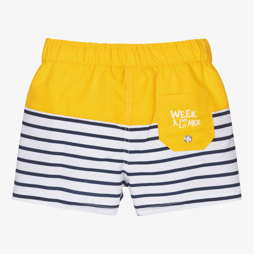Week-end à la mer-Yellow & Blue Swim Shorts | Childrensalon Outlet