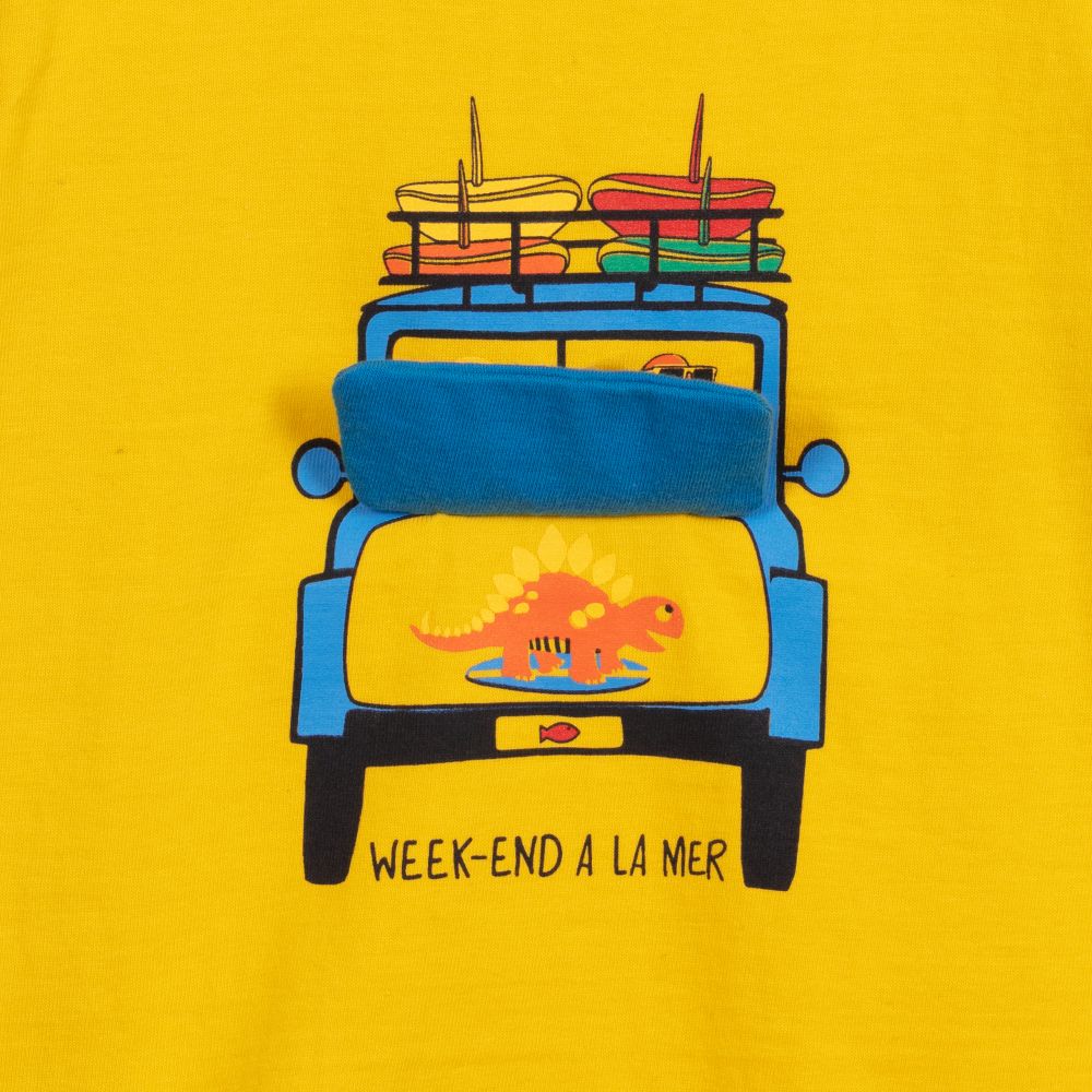 Week-end à la mer-Yellow & Navy Blue Shorts Set | Childrensalon Outlet