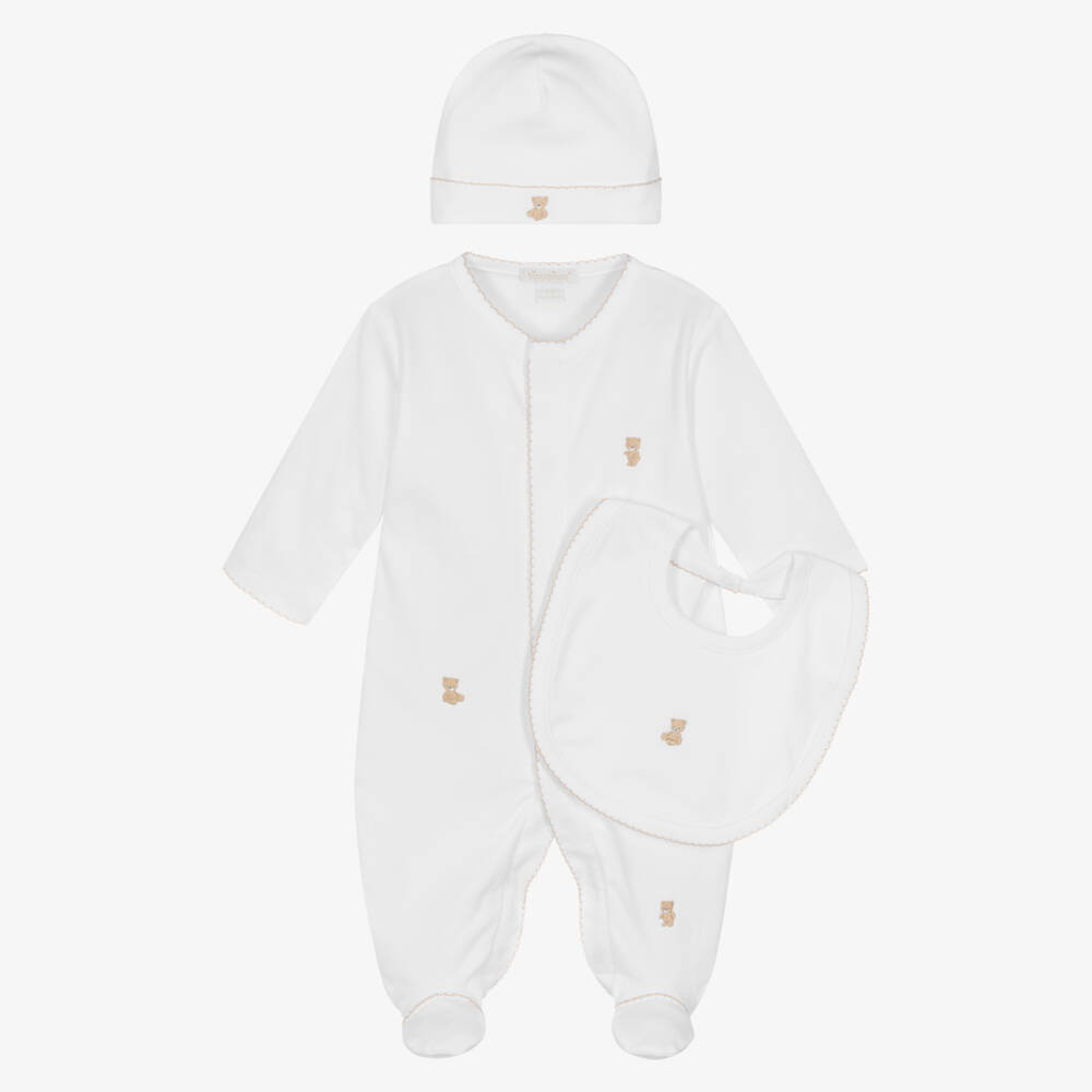 Kissy Kissy-White Beige Bear Babysuit Set | Childrensalon Outlet