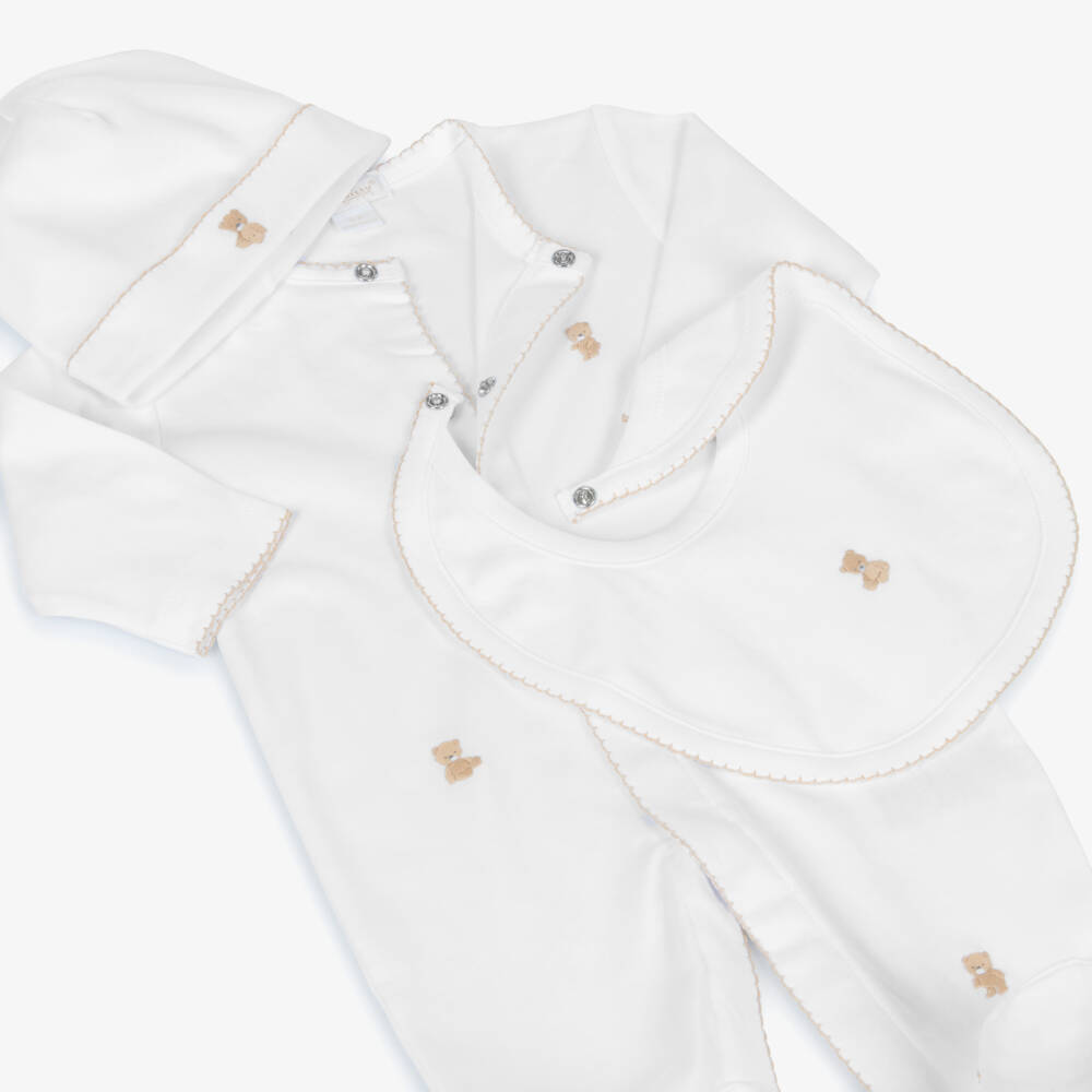 Kissy Kissy-White Beige Bear Babysuit Set | Childrensalon Outlet
