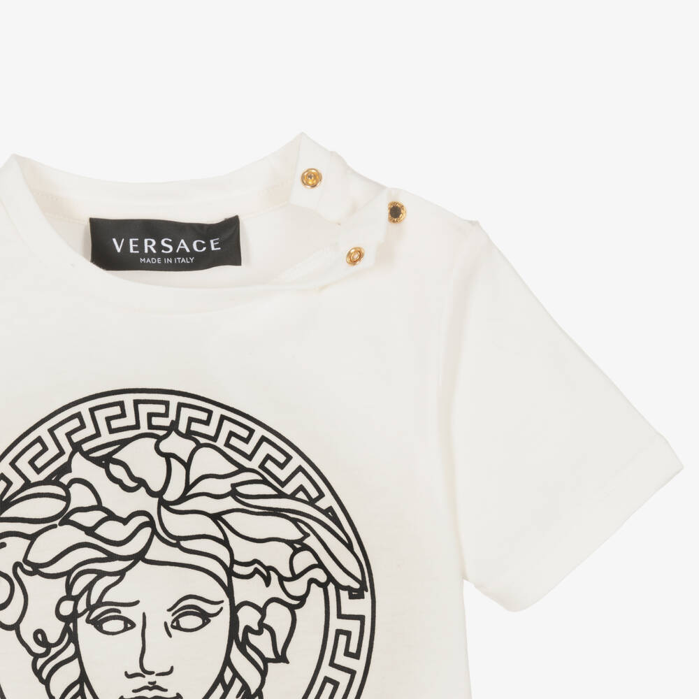 Versace-White & Black Medusa Baby T-Shirt | Childrensalon Outlet