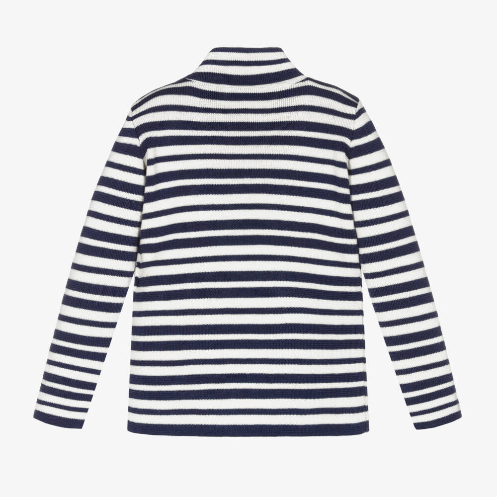 Gucci-كنزة صوفية زرقاء وبيضاء برقبة عالية | Childrensalon Outlet