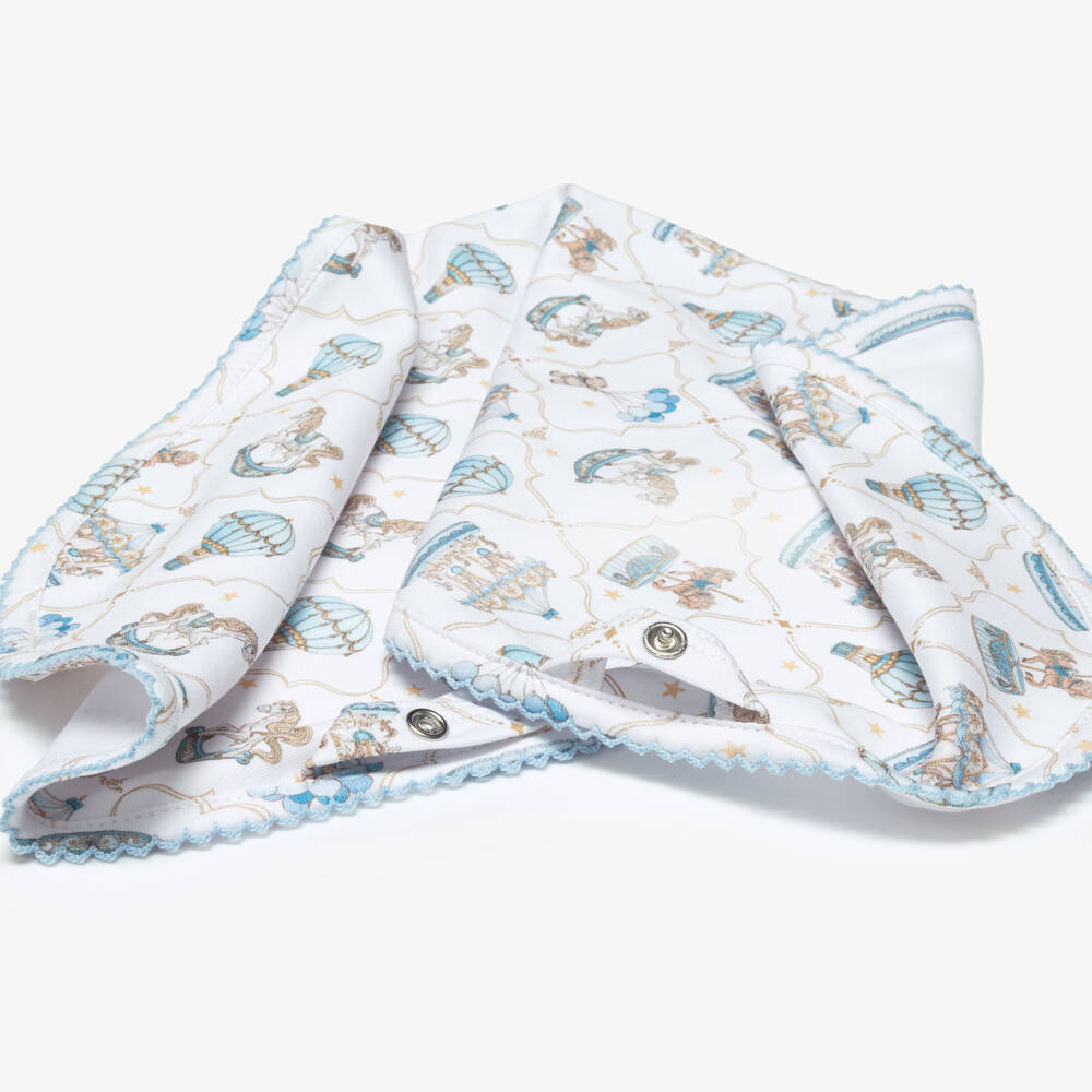 My Little Pie-White & Blue Supima Cotton Coquette Burping Cloth (59cm) | Childrensalon Outlet
